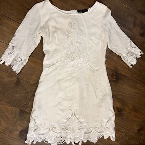 Honey Punch Cream Lace Long Sleeve Dress